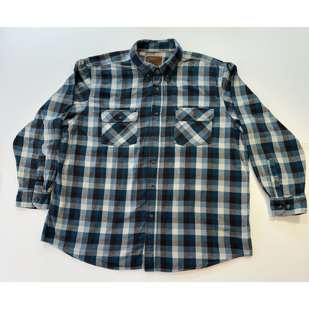 Outdoor Life Long Sleeves Button- Up Shirt Mens XXL Collared Cotton Plaid